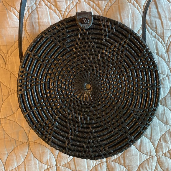NWOT | Round Rattan Boho Bag — Black - Picture 3 of 11